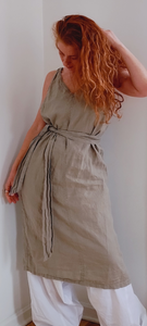 Sage 100% Linen Dress