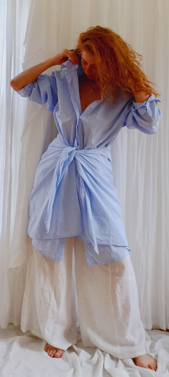 Cotton Shirt Dress With A Twist