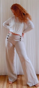 Linen Side Button Pants