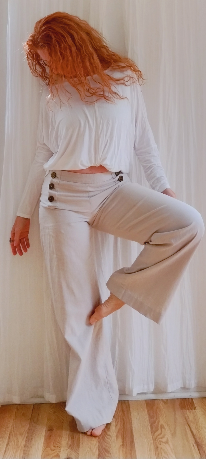 Linen Side Button Pants