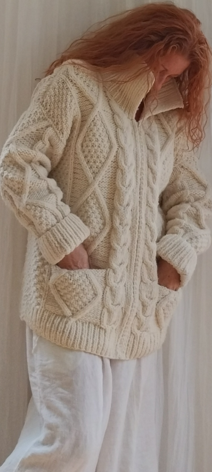 Fisherman Zip Up Sweater