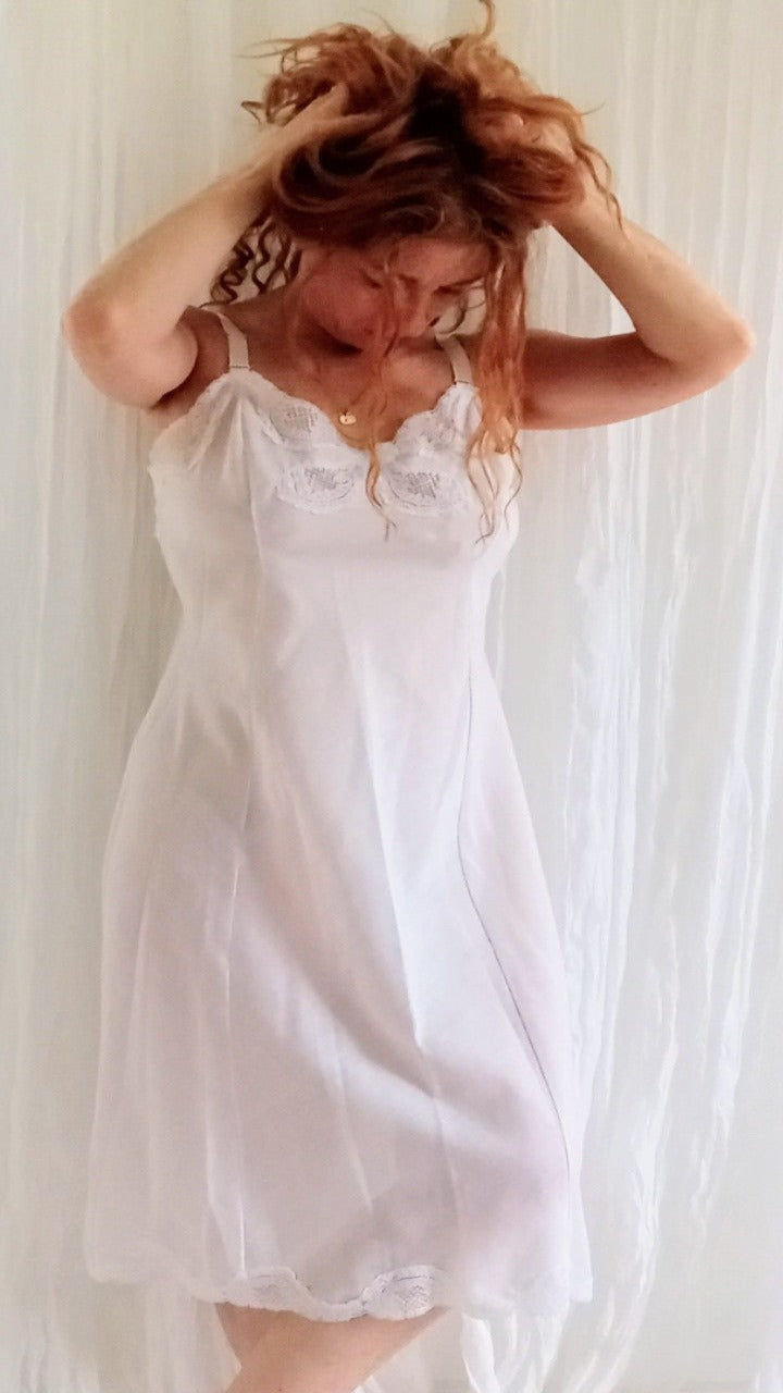Vintage Slips Women Wearing Full Slips White Vintage Slip Dress